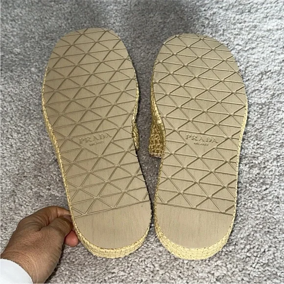 Prada Crochet Flatform Slides Sz 35 Beige Nude Brand New in Box with Receipt - Picture 9 of 16
